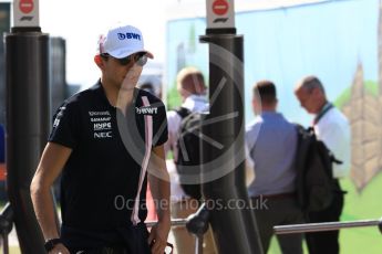 World © Octane Photographic Ltd. Formula 1 – British GP - Paddock. Sahara Force India VJM11 - Esteban Ocon. Silverstone Circuit, Towcester, UK. Saturday 7th July 2018.