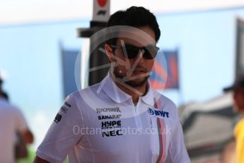 World © Octane Photographic Ltd. Formula 1 – British GP - Paddock. Sahara Force India VJM11 - Sergio Perez. Silverstone Circuit, Towcester, UK. Sunday 8th July 2018.