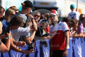 World © Octane Photographic Ltd. Formula 1 – British GP - Paddock. Alfa Romeo Sauber F1 Team C37 – Charles Leclerc. Silverstone Circuit, Towcester, UK. Sunday 8th July 2018.