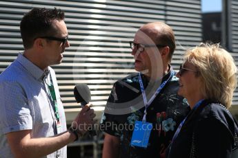 World © Octane Photographic Ltd. Formula 1 - British GP - Paddock. Jennifer Saunders and Ade Edmondson. Silverstone Circuit, Towcester, UK. Sunday 8th July 2018.