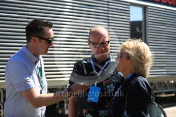 World © Octane Photographic Ltd. Formula 1 - British GP - Paddock. Jennifer Saunders and Ade Edmondson. Silverstone Circuit, Towcester, UK. Sunday 8th July 2018.