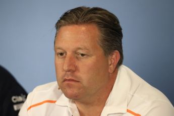 World © Octane Photographic Ltd. Formula 1 - British GP - Friday FIA Team Press Conference. Zak Brown - Executive Director of McLaren Technology Group. Silverstone Circuit, Towcester, UK. Friday 6th July 2018.