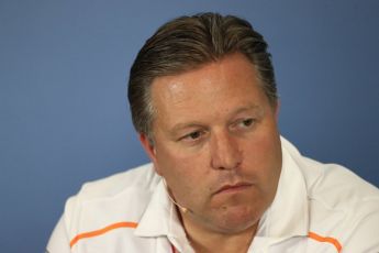 World © Octane Photographic Ltd. Formula 1 - British GP - Friday FIA Team Press Conference. Zak Brown - Executive Director of McLaren Technology Group. Silverstone Circuit, Towcester, UK. Friday 6th July 2018.