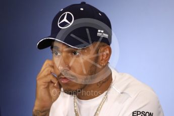 World © Octane Photographic Ltd. Formula 1 – British GP – Press Conference. Mercedes AMG Petronas Motorsport AMG F1 W09 EQ Power+ - Lewis Hamilton. Silverstone Circuit, Towcester, UK. Thursday 5th July 2018.