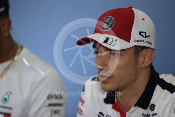 World © Octane Photographic Ltd. Formula 1 – British GP - Press Conference. Alfa Romeo Sauber F1 Team – Charles Leclerc. Silverstone Circuit, Towcester, UK. Thursday 5th July 2018.