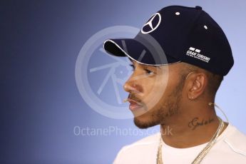 World © Octane Photographic Ltd. Formula 1 – British GP – Press Conference. Mercedes AMG Petronas Motorsport AMG F1 W09 EQ Power+ - Lewis Hamilton. Silverstone Circuit, Towcester, UK. Thursday 5th July 2018.