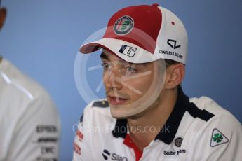 World © Octane Photographic Ltd. Formula 1 – British GP - Press Conference. Alfa Romeo Sauber F1 Team – Charles Leclerc. Silverstone Circuit, Towcester, UK. Thursday 5th July 2018.