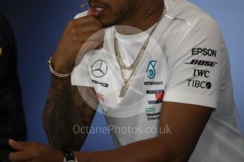 World © Octane Photographic Ltd. Formula 1 – British GP – Press Conference. Mercedes AMG Petronas Motorsport AMG F1 W09 EQ Power+ - Lewis Hamilton. Silverstone Circuit, Towcester, UK. Thursday 5th July 2018.