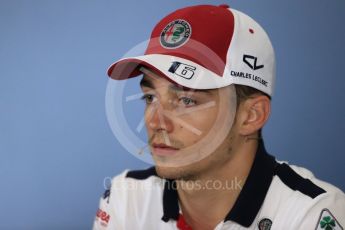 World © Octane Photographic Ltd. Formula 1 – British GP - Press Conference. Alfa Romeo Sauber F1 Team – Charles Leclerc. Silverstone Circuit, Towcester, UK. Thursday 5th July 2018.