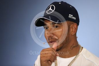 World © Octane Photographic Ltd. Formula 1 – British GP – Press Conference. Mercedes AMG Petronas Motorsport AMG F1 W09 EQ Power+ - Lewis Hamilton. Silverstone Circuit, Towcester, UK. Thursday 5th July 2018.