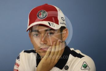 World © Octane Photographic Ltd. Formula 1 – British GP - Press Conference. Alfa Romeo Sauber F1 Team – Charles Leclerc. Silverstone Circuit, Towcester, UK. Thursday 5th July 2018.