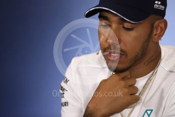 World © Octane Photographic Ltd. Formula 1 – British GP – Press Conference. Mercedes AMG Petronas Motorsport AMG F1 W09 EQ Power+ - Lewis Hamilton. Silverstone Circuit, Towcester, UK. Thursday 5th July 2018.