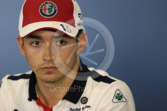 World © Octane Photographic Ltd. Formula 1 – British GP - Press Conference. Alfa Romeo Sauber F1 Team – Charles Leclerc. Silverstone Circuit, Towcester, UK. Thursday 5th July 2018.