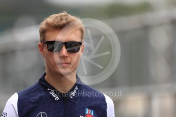 World © Octane Photographic Ltd. Formula 1 – British GP - Pit Lane. Williams Martini Racing - Sergey Sirotkin. Silverstone Circuit, Towcester, UK. Thursday 5th July 2018.