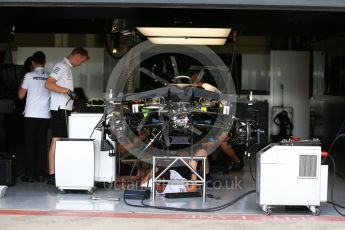 World © Octane Photographic Ltd. Formula 1 – British GP - Pit Lane. Mercedes AMG Petronas Motorsport AMG F1 W09 EQ Power+. Silverstone Circuit, Towcester, UK. Thursday 5th July 2018.