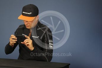 World © Octane Photographic Ltd. Formula 1 – Canadian GP - Thursday Driver Press Conference. McLaren – Stoffel Vandoorne. Circuit Gilles Villeneuve, Montreal, Canada. Thursday 7th June 2018.