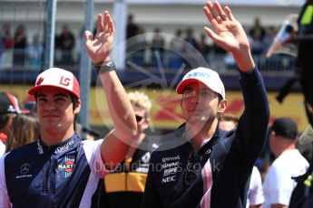 World © Octane Photographic Ltd. Formula 1 – Canadian GP - Drivers Parade. Williams Martini Racing FW41 – Lance Stroll and Sahara Force India VJM11 - Esteban Ocon. Circuit Gilles Villeneuve, Montreal, Canada. Sunday 10th June 2018.