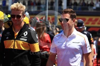 World © Octane Photographic Ltd. Formula 1 – Canadian GP - Drivers Parade. Renault Sport F1 Team RS18 – Nico Hulkenberg and McLaren MCL33 – Stoffel Vandoorne. Circuit Gilles Villeneuve, Montreal, Canada. Sunday 10th June 2018.