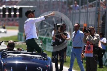 World © Octane Photographic Ltd. Formula 1 – Canadian GP - Drivers Parade. Mercedes AMG Petronas Motorsport AMG F1 W09 EQ Power+ - Lewis Hamilton. Circuit Gilles Villeneuve, Montreal, Canada. Sunday 10th June 2018.