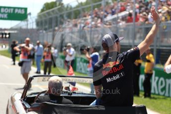 World © Octane Photographic Ltd. Formula 1 – Canadian GP - Drivers Parade. Aston Martin Red Bull Racing TAG Heuer RB14 – Max Verstappen. Circuit Gilles Villeneuve, Montreal, Canada. Sunday 10th June 2018.