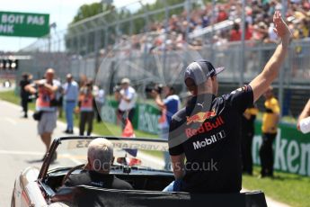 World © Octane Photographic Ltd. Formula 1 – Canadian GP - Drivers Parade. Aston Martin Red Bull Racing TAG Heuer RB14 – Max Verstappen. Circuit Gilles Villeneuve, Montreal, Canada. Sunday 10th June 2018.