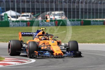 World © Octane Photographic Ltd. Formula 1 – Canadian GP - Quailfying. McLaren MCL33 – Stoffel Vandoorne. Circuit Gilles Villeneuve, Montreal, Canada. Saturday 9th June 2018.