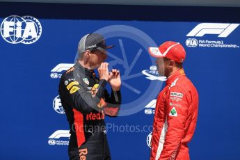 World © Octane Photographic Ltd. Formula 1 – Canadian GP - Qualifying. Aston Martin Red Bull Racing TAG Heuer RB14 – Max Verstappen and Scuderia Ferrari SF71-H – Sebastian Vettel. Circuit Gilles Villeneuve, Montreal, Canada. Saturday 9th June 2018.