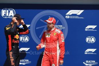 World © Octane Photographic Ltd. Formula 1 – Canadian GP - Qualifying. Aston Martin Red Bull Racing TAG Heuer RB14 – Max Verstappen and Scuderia Ferrari SF71-H – Sebastian Vettel. Circuit Gilles Villeneuve, Montreal, Canada. Saturday 9th June 2018.