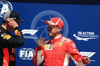 World © Octane Photographic Ltd. Formula 1 – Canadian GP - Qualifying. Aston Martin Red Bull Racing TAG Heuer RB14 – Max Verstappen and Scuderia Ferrari SF71-H – Sebastian Vettel. Circuit Gilles Villeneuve, Montreal, Canada. Saturday 9th June 2018.