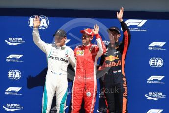 World © Octane Photographic Ltd. Formula 1 – Canadian GP - Quailfying. Scuderia Ferrari SF71-H – Sebastian Vettel, Mercedes AMG Petronas Motorsport AMG F1 W09 EQ Power+ - Valtteri Bottas and Aston Martin Red Bull Racing TAG Heuer RB14 – Max Verstappen. Circuit Gilles Villeneuve, Montreal, Canada. Saturday 9th June 2018.