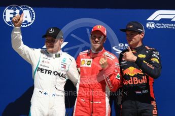 World © Octane Photographic Ltd. Formula 1 – Canadian GP - Quailfying. Scuderia Ferrari SF71-H – Sebastian Vettel, Mercedes AMG Petronas Motorsport AMG F1 W09 EQ Power+ - Valtteri Bottas and Aston Martin Red Bull Racing TAG Heuer RB14 – Max Verstappen. Circuit Gilles Villeneuve, Montreal, Canada. Saturday 9th June 2018.