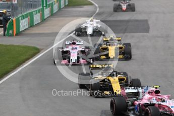 World © Octane Photographic Ltd. Formula 1 – Canadian GP - Race. Sahara Force India VJM11 - Sergio Perez and Renault Sport F1 Team RS18 – Carlos Sainz. Circuit Gilles Villeneuve, Montreal, Canada. Sunday 10th June 2018.