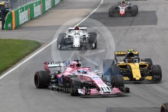 World © Octane Photographic Ltd. Formula 1 – Canadian GP - Race. Sahara Force India VJM11 - Sergio Perez and Renault Sport F1 Team RS18 – Carlos Sainz. Circuit Gilles Villeneuve, Montreal, Canada. Sunday 10th June 2018.