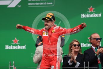 World © Octane Photographic Ltd. Formula 1 – Canadian GP - Race Podium. Scuderia Ferrari SF71-H – Sebastian Vettel. Circuit Gilles Villeneuve, Montreal, Canada. Sunday 10th June 2018.