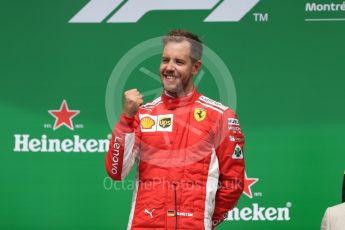 World © Octane Photographic Ltd. Formula 1 – Canadian GP - Race Podium. Scuderia Ferrari SF71-H – Sebastian Vettel. Circuit Gilles Villeneuve, Montreal, Canada. Sunday 10th June 2018.