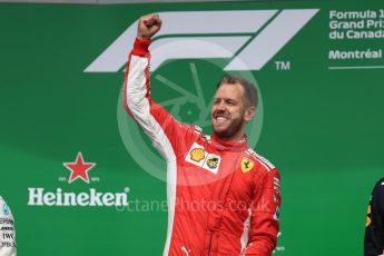 World © Octane Photographic Ltd. Formula 1 – Canadian GP - Race Podium. Scuderia Ferrari SF71-H – Sebastian Vettel. Circuit Gilles Villeneuve, Montreal, Canada. Sunday 10th June 2018.