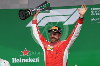 World © Octane Photographic Ltd. Formula 1 – Canadian GP - Race Podium. Scuderia Ferrari SF71-H – Sebastian Vettel. Circuit Gilles Villeneuve, Montreal, Canada. Sunday 10th June 2018.