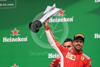 World © Octane Photographic Ltd. Formula 1 – Canadian GP - Race Podium. Scuderia Ferrari SF71-H – Sebastian Vettel. Circuit Gilles Villeneuve, Montreal, Canada. Sunday 10th June 2018.