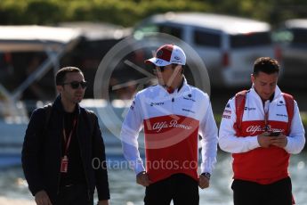 World © Octane Photographic Ltd. Formula 1 – Canadian GP - Paddock. Alfa Romeo Sauber F1 Team C37 – Charles Leclerc. Circuit Gilles Villeneuve, Montreal, Canada. Friday 8th June 2018.