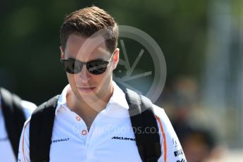 World © Octane Photographic Ltd. Formula 1 – Canadian GP - Paddock. McLaren MCL33 – Stoffel Vandoorne. Circuit Gilles Villeneuve, Montreal, Canada. Sunday 10th June 2018.