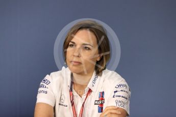 World © Octane Photographic Ltd. Formula 1 - Canadian GP - Friday FIA Team Press Conference. Claire Williams - Deputy Team Principal of Williams Martini Racing. Circuit Gilles Villeneuve, Montreal, Canada. Friday 8th June 2018.