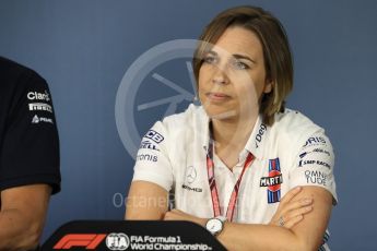 World © Octane Photographic Ltd. Formula 1 - Canadian GP - Friday FIA Team Press Conference. Claire Williams - Deputy Team Principal of Williams Martini Racing. Circuit Gilles Villeneuve, Montreal, Canada. Friday 8th June 2018.