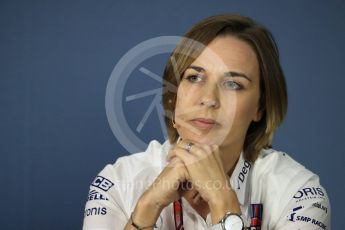 World © Octane Photographic Ltd. Formula 1 - Canadian GP - Friday FIA Team Press Conference. Claire Williams - Deputy Team Principal of Williams Martini Racing. Circuit Gilles Villeneuve, Montreal, Canada. Friday 8th June 2018.