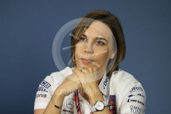 World © Octane Photographic Ltd. Formula 1 - Canadian GP - Friday FIA Team Press Conference. Claire Williams - Deputy Team Principal of Williams Martini Racing. Circuit Gilles Villeneuve, Montreal, Canada. Friday 8th June 2018.