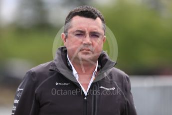 World © Octane Photographic Ltd. Formula 1 – Canadian GP - Paddock. Eric Boullier - Racing Director of McLaren Honda. Circuit Gilles Villeneuve, Montreal, Canada. Thursday 7th June 2018.