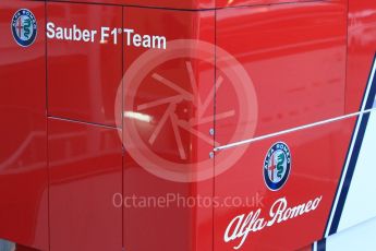 World © Octane Photographic Ltd. Formula 1 – Winter Test 1. Alfa Romeo Sauber F1 Team logo. Circuit de Barcelona-Catalunya, Spain. Monday 26th February 2018.