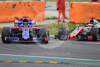 World © Octane Photographic Ltd. Formula 1 – Winter Test 1. Scuderia Toro Rosso STR13 – Brendon Hartley and Haas F1 Team VF-18 – Romain Grosjean. Circuit de Barcelona-Catalunya, Spain. Monday 26th February 2018.