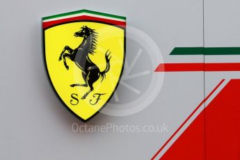 World © Octane Photographic Ltd. Formula 1 – Winter Test 1. Scuderia Ferrari logo, Circuit de Barcelona-Catalunya, Spain. Tuesday 27th February 2018.