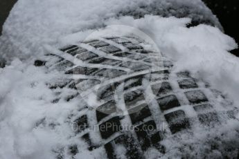 World © Octane Photographic Ltd. Formula 1 – Winter Test 1 – Pirelli wet tyre in the snow. Circuit de Barcelona-Catalunya, Spain. Wednesday 28th February 2018.