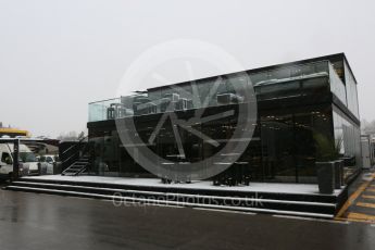 World © Octane Photographic Ltd. Formula 1 – Winter Test 1 – The 3rd day starts with snowfall at the circuit. Circuit de Barcelona-Catalunya, Spain. Wednesday 28th February 2018.